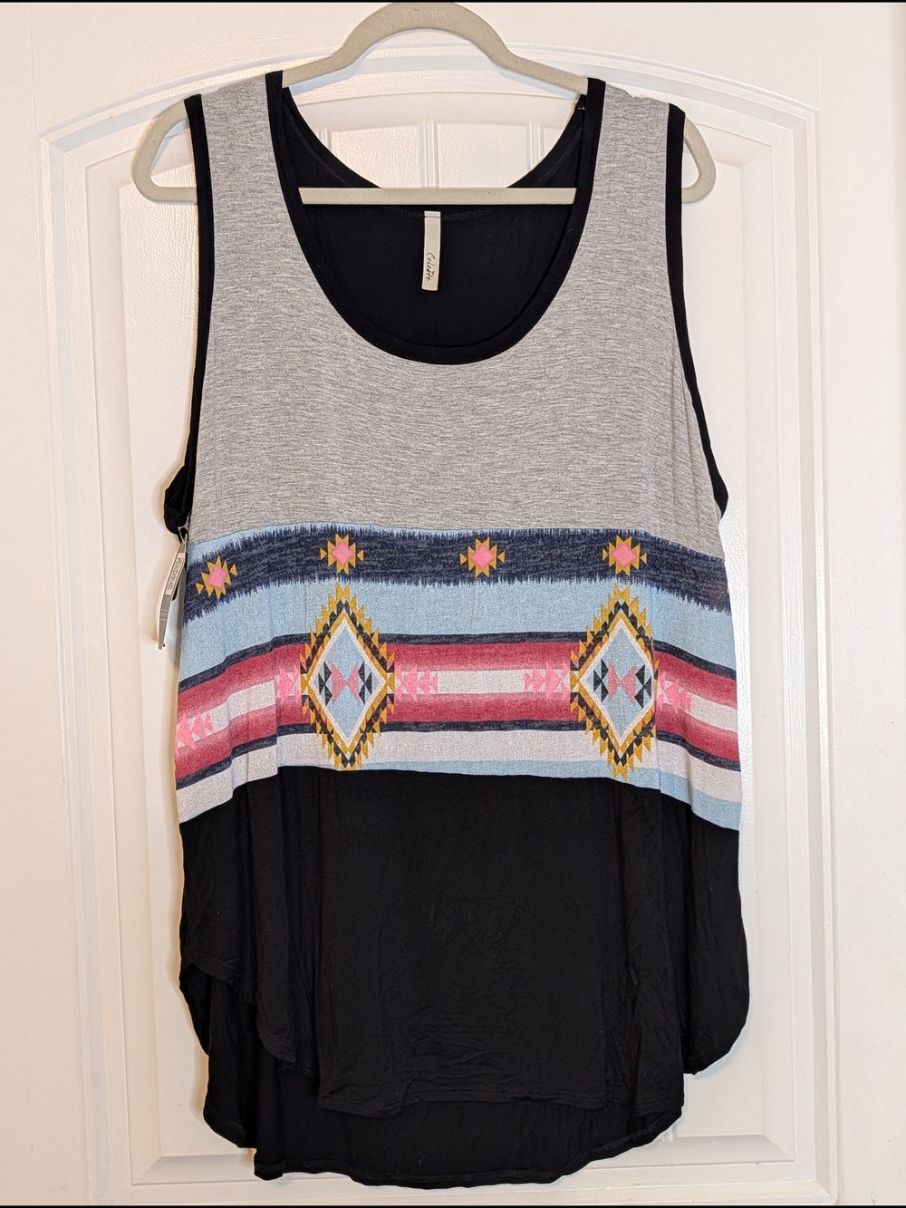 Celeste Colorblock Southwest Patterned Plus Size Tank Top